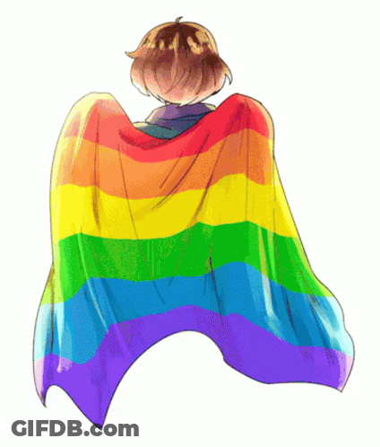 A Drawing Of A Person Wearing A Cape That Says Lesbian On It GIF
