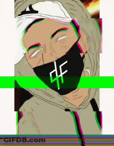 A Drawing Of A Person Wearing A Mask That Says Df GIF