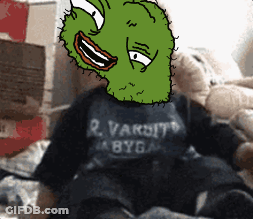 A Drawing Of A Person Wearing A Shirt That Says Varsity Byg GIF