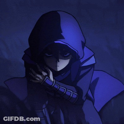A Drawing Of A Person With A Blue Hood GIF