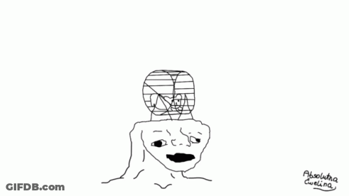 A Drawing Of A Person With A Cage On Top Of Their Head By Absoluta Cuelina GIF
