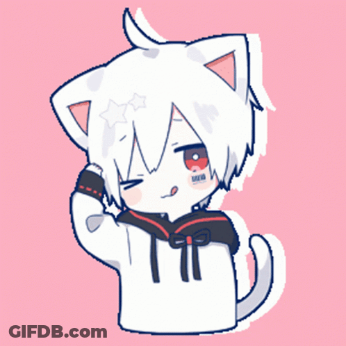 A Drawing Of A Person With A Cat Ear And The Letter T On Their Shirt GIF