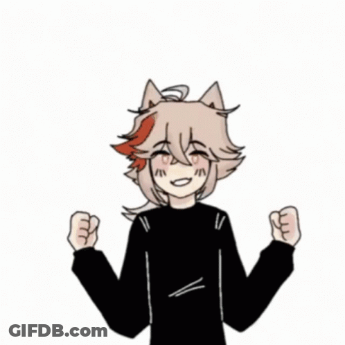 A Drawing Of A Person With A Cat 'S Ears And A Cat 'S Tail . GIF