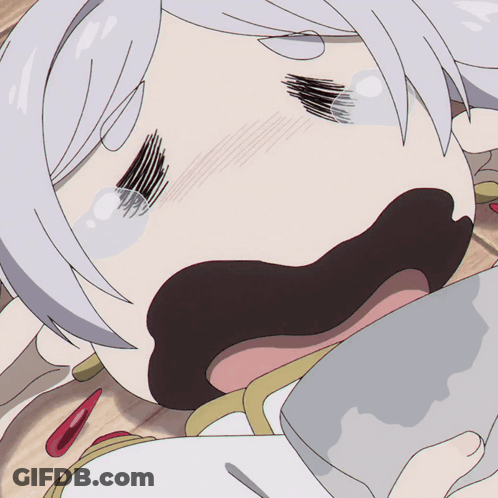 A Drawing Of A Person With A Gray Blanket On Their Chest GIF