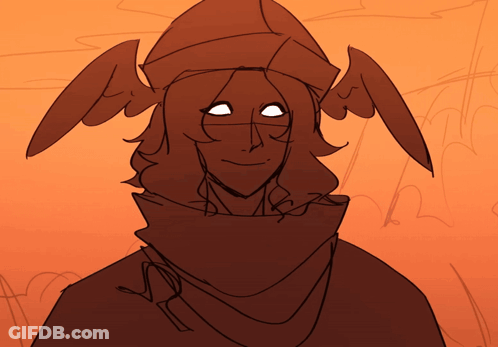 A Drawing Of A Person With A Hat And Wings GIF