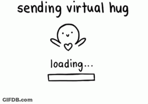 A Drawing Of A Person With A Heart And The Words Sending Virtual Hug Loading Hug Sent . GIF