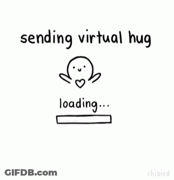 A Drawing Of A Person With A Heart And The Words Sending Virtual Hug Loading Hug Sent GIF