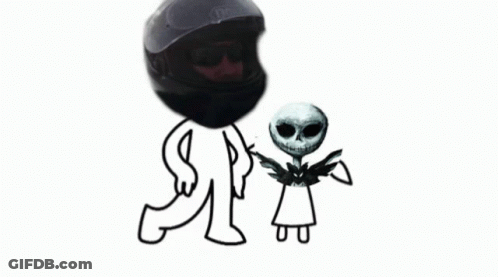 A Drawing Of A Person With A Helmet On Their Head GIF