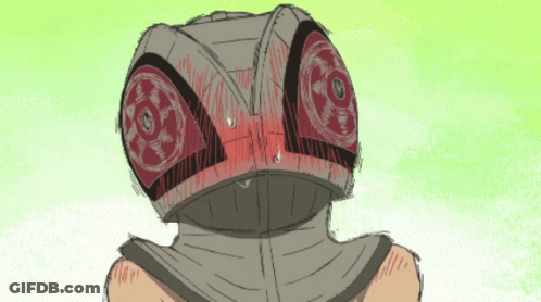 A Drawing Of A Person With A Helmet On Their Head With Circles On It GIF
