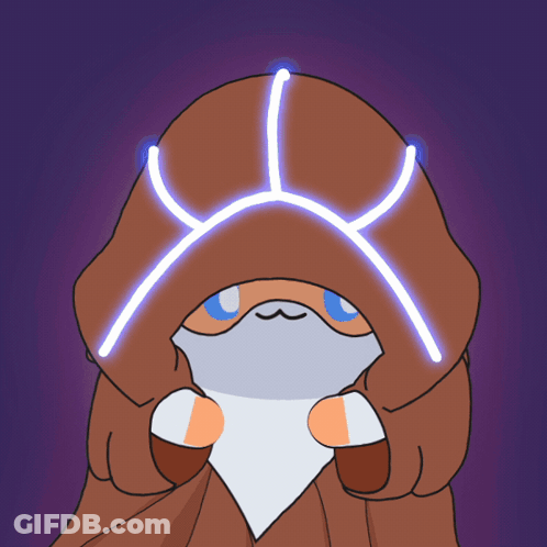 A Drawing Of A Person With A Hood And A Glowing X On Their Head GIF