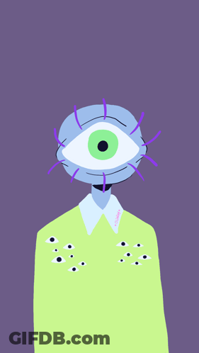 A Drawing Of A Person With A Large Eye On Their Face GIF