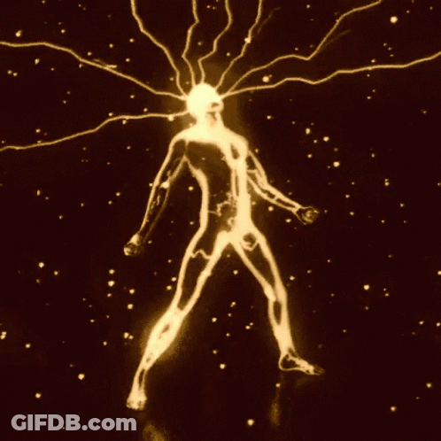 A Drawing Of A Person With A Lightning Bolt Coming Out Of His Head GIF