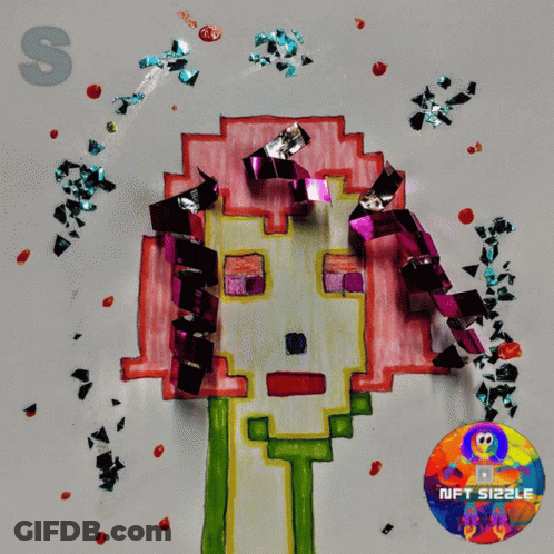 A Drawing Of A Person With A Nft Sizzle Logo GIF