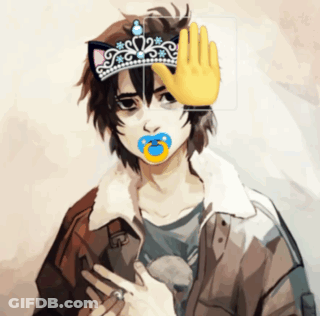 A Drawing Of A Person With A Pacifier And A Crown On Their Head GIF