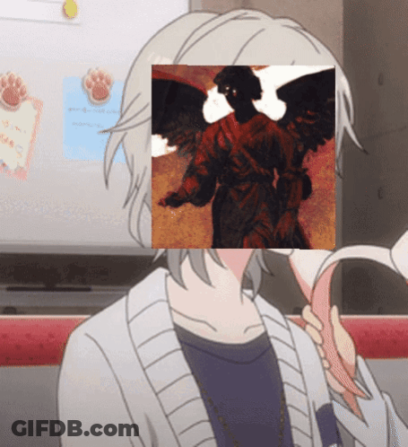 A Drawing Of A Person With A Picture Of An Angel On Their Face GIF
