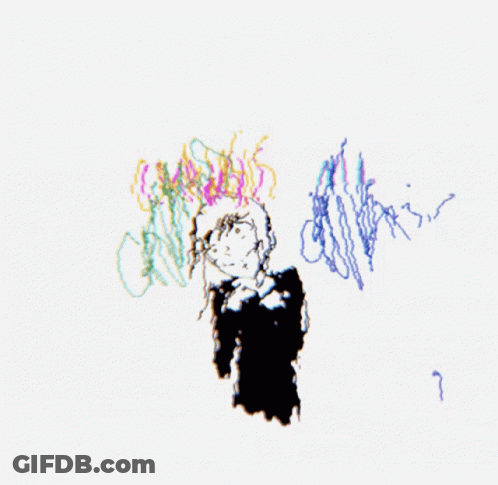 A Drawing Of A Person With A Question Mark In The Lower Right Hand Corner GIF