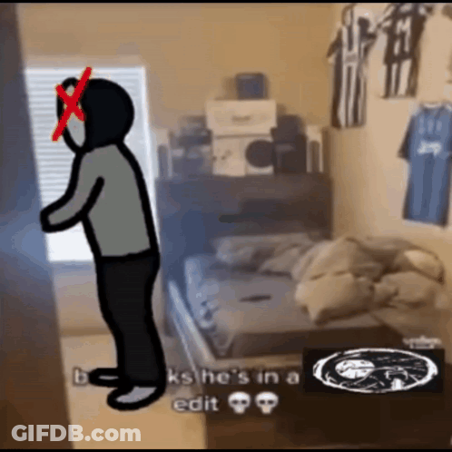 Person With Red X On Face Standing In Room GIF