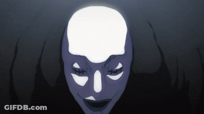 A Drawing Of A Person With A Skull On Their Head GIF