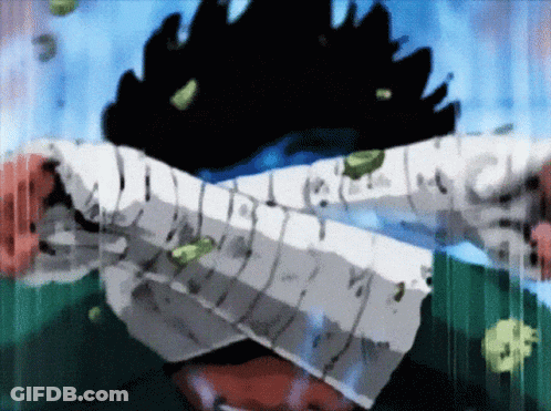 A Drawing Of A Person With A Sword And Leaves Falling From The Sky GIF