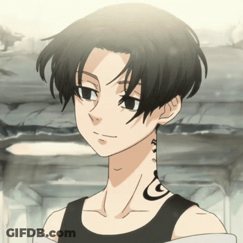 A Drawing Of A Person With A Tattoo On Their Neck That Says ' S ' On It GIF