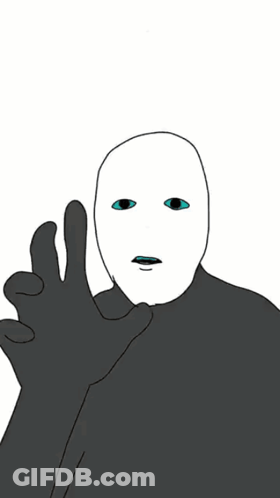 A Drawing Of A Person With A White Face And Blue Eyes GIF