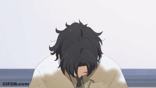 A Drawing Of A Person With Black Hair And A White Shirt GIF