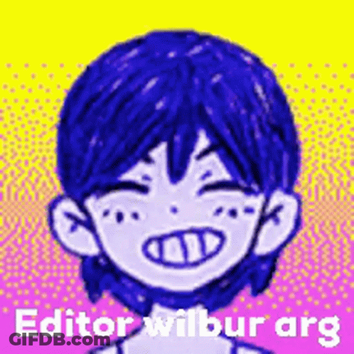 A Drawing Of A Person With Blue Hair And A Big Smile . GIF