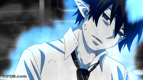 A Drawing Of A Person With Blue Hair And A White Shirt GIF