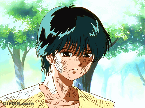 A Drawing Of A Person With Blue Hair And A Yellow Shirt GIF