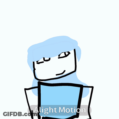 A Drawing Of A Person With Blue Hair And The Words Alight Motion On The Bottom GIF