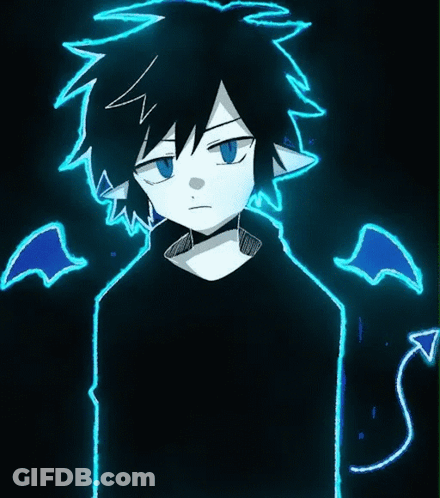 A Drawing Of A Person With Blue Wings GIF