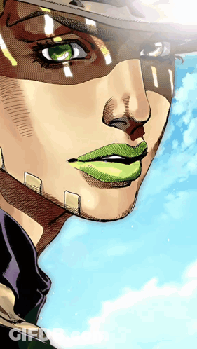 A Drawing Of A Person With Green Lips GIF