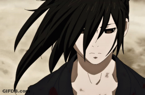 A Drawing Of A Person With Long Black Hair And A White Shirt GIF