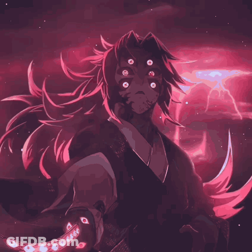 A Drawing Of A Person With Many Eyes And A Sword GIF