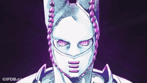 A Drawing Of A Person With Purple Eyes And Horns Standing Next To A Woman . GIF