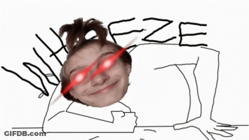A Drawing Of A Person With Red Eyes And The Word Eze Written On The Top GIF