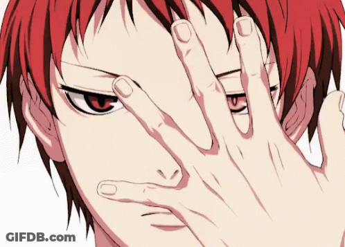 A Drawing Of A Person With Red Hair Covering Their Face With Their Hand GIF