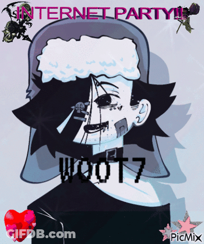 A Drawing Of A Person With The Word Internet Party Written On It GIF