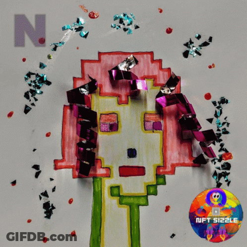 A Drawing Of A Person With The Word Nft Sizzle On The Bottom GIF