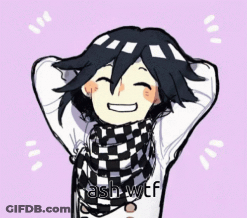 A Drawing Of A Person With The Words " Ash Wtf " Below Them GIF