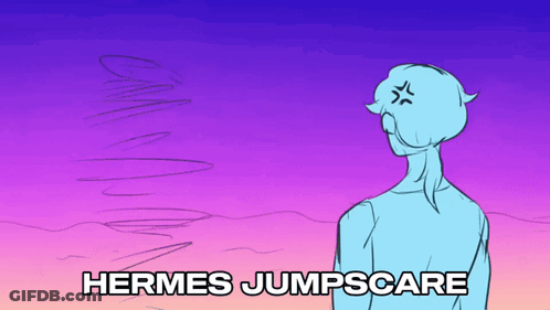 A Drawing Of A Person With The Words " Hermes Jumpscare " On It GIF
