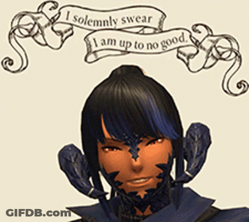 A Drawing Of A Person With The Words I Solemnly Swear I Am Up To No Good GIF