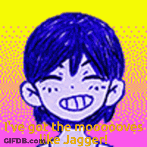 A Drawing Of A Person With The Words " I 'Ve Got The Moooove Like Jagger " GIF