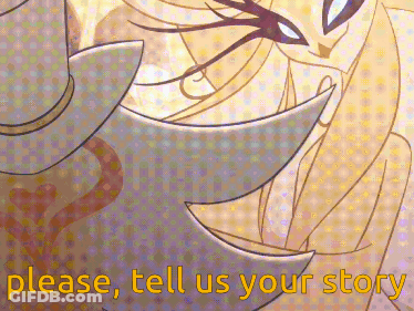 A Drawing Of A Person With The Words Please Tell Us Your Story Below It GIF