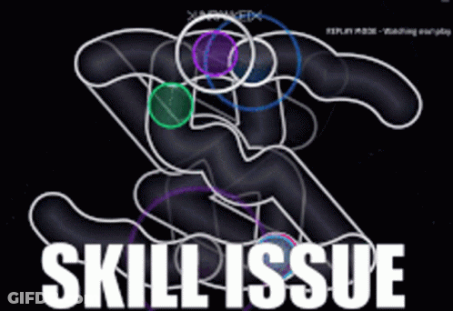 A Drawing Of A Person With The Words Skill Issue Underneath GIF