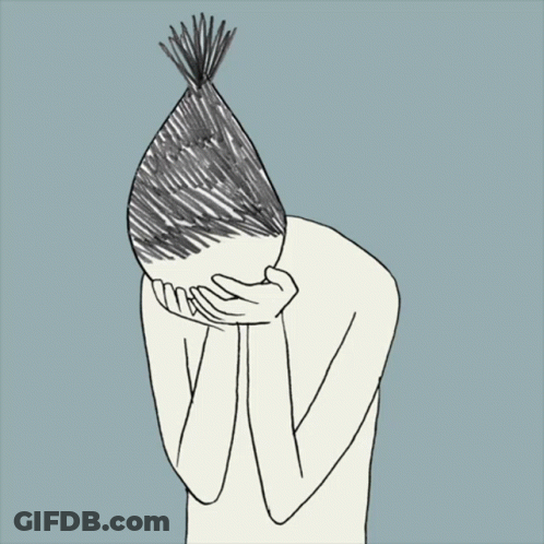 A Drawing Of A Person With Their Hands On Their Face GIF