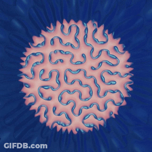 A Drawing Of A Pink And Blue Sphere With A Blue Background GIF