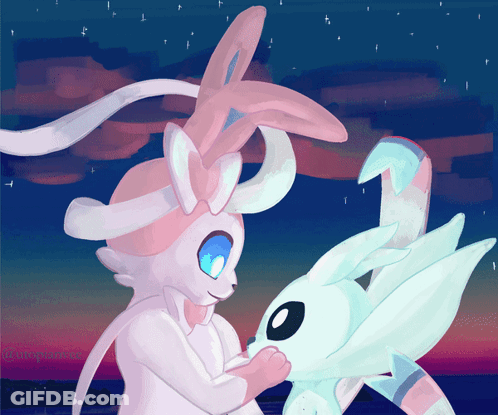 A Drawing Of A Pink And White Bunny With A Blue Eye And A White Bunny With A Blue Eye GIF