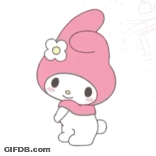 A Drawing Of A Pink Bunny With A Flower On Her Head GIF