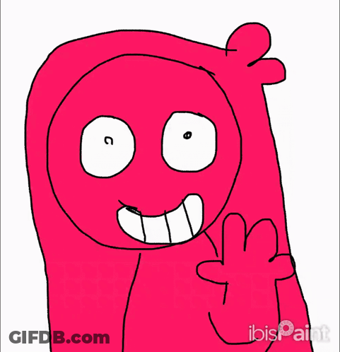 A Drawing Of A Pink Cartoon Character With Ibis Paint Written On The Bottom GIF
